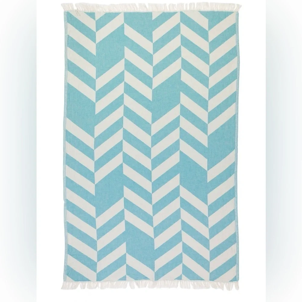 Chevron Pestamal 100% Cotton Turkish Towel Turquoise